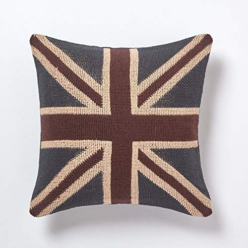 Homescapes Zierkissenbezug mit britischer Flagge Union Jack, Kissenhülle 45 x 45 cm aus 100% Baumwolle für Sofakissen/Dekokissen, Geschenkidee für England-Fans und UK-Liebhaber von Homescapes