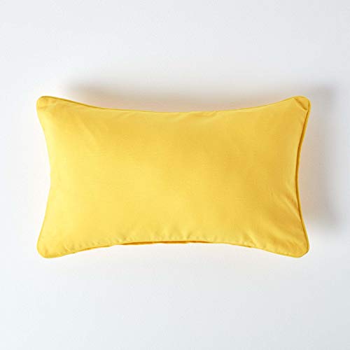 Homescapes dekorative Kissenhülle Plain Colour, gelb, 30 x 50 cm, Kissenbezug mit Reißverschluss aus 100% Reiner Baumwolle von Homescapes