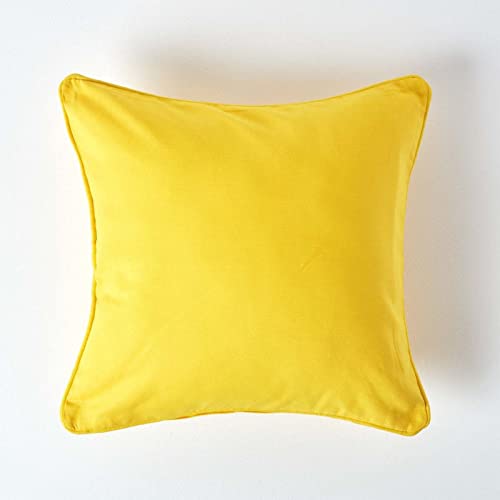 Homescapes dekorative Kissenhülle Plain Colour, gelb, 45 x 45 cm, Kissenbezug mit Reißverschluss aus 100% Reiner Baumwolle von Homescapes