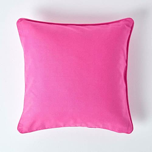 Homescapes dekorative Kissenhülle Plain Colour, pink, 60 x 60 cm, Kissenbezug mit Reißverschluss aus 100% Reiner Baumwolle von Homescapes