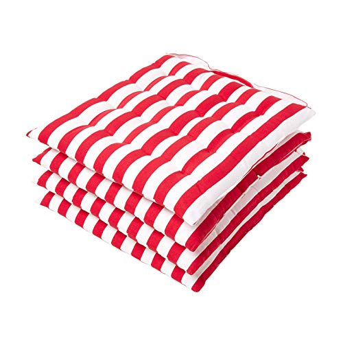 Homescapes 4er Set Stuhlkissen 40x40 cm, rot-weiß gestreifte Sitzkissen Outdoor/Indoor mit Baumwollbezug, Sitzpolster waschbar und Oeko-TEX-Zertifiziert für Esszimmer-, Küchen- & Gartenstühle Homescapes 4er Set Stuhlkissen 40x40 cm, rot-weiß gestreifte Sitzkissen Outdoor/Indoor mit Baumwollbezug, Sitzpolster waschbar und Oeko-TEX-Zertifiziert für Esszimmer-, Küchen- & Gartenstühle von Homescapes