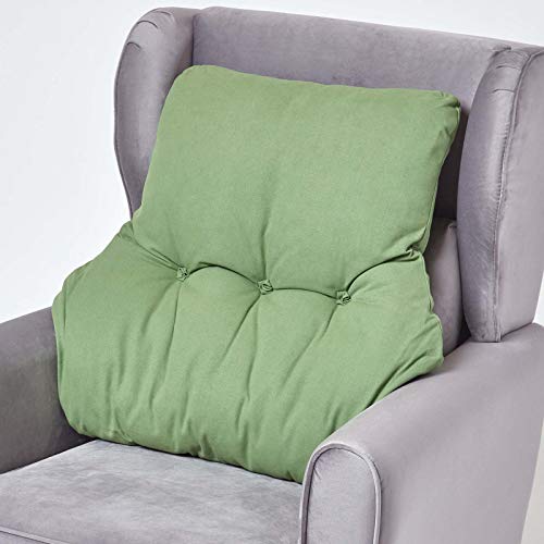 Homescapes Sessel-Rückenkissen grün 68x58 cm, Lendenkissen Sofa, 15 cm Dickes Rückenstützkissen Bett mit Baumwollbezug von Homescapes