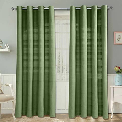 Homescapes Rajput Ösenvorhang 2er-Set, Vorhang olivgrün 167x228 cm aus 100% Baumwolle, 2 handgewebte Vorhangschals in RIPP-Optik, grüne Gardinen mit Ösen von Homescapes