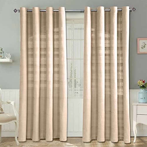 Homescapes Rajput Ösenvorhang 2er-Set, Vorhang Natur 167x128 cm aus 100% Baumwolle, 2 handgewebte Vorhangschals in RIPP-Optik, naturfabene Gardinen mit Ösen von Homescapes