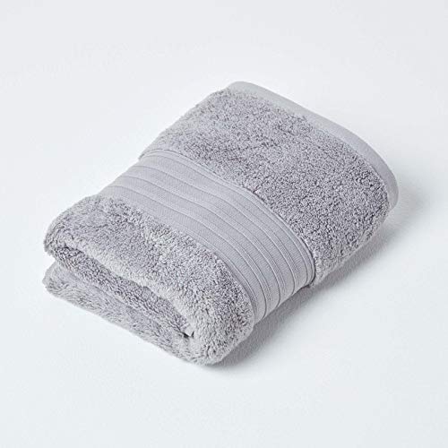 Homescapes hellgraues Handtuch aus 100% Supima-Baumwolle mit 550 g/qm, hochwertiges Zero-Twist-Handtuch, Gästehandtuch 50 x 90 cm, grau von Homescapes