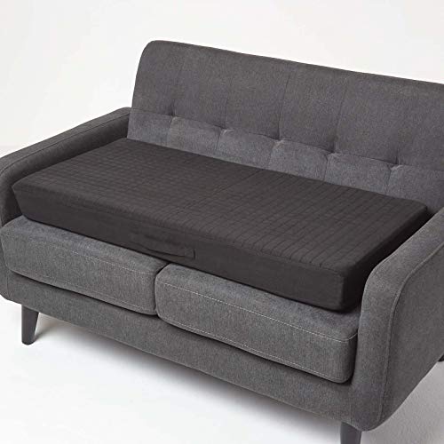 Homescapes Feste Sofa-Auflage 100x50 cm schwarz, 10 cm hohes Sitzkissen Velours, Sitzerhöhung orthopädischer Schaumstoff von Homescapes