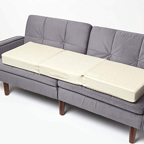 Homescapes 3-Sitzer Sofa-Sitzerhöhung 150x50 cm Creme, 10 cm Dickes Sitzkissen Baumwolle, Couch-Auflage orthopädischer Schaumstoff von Homescapes