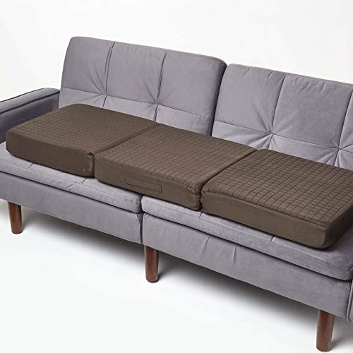 Homescapes 3-Sitzer Sofa-Sitzerhöhung 150x50 cm braun, 10 cm Dickes Sitzkissen Velours, Couch-Auflage orthopädischer Schaumstoff von Homescapes