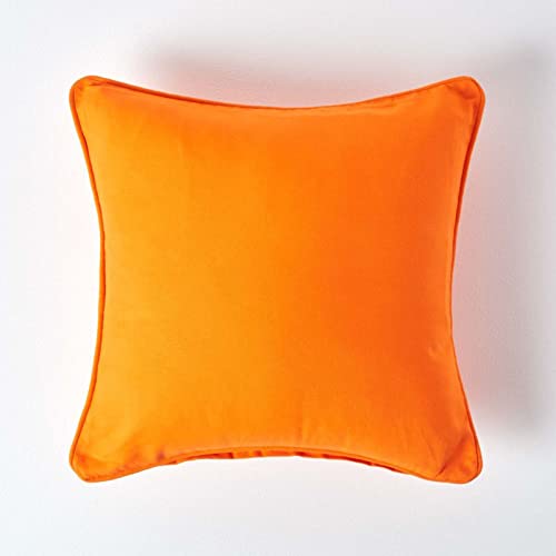 Homescapes orange Kissenhülle 30 x 30 cm, Deko-Kissenbezug mit Reißverschluss aus 100% Baumwolle, unifarbener Zierkissenbezug für Dekokissen und Sofakissen von Homescapes
