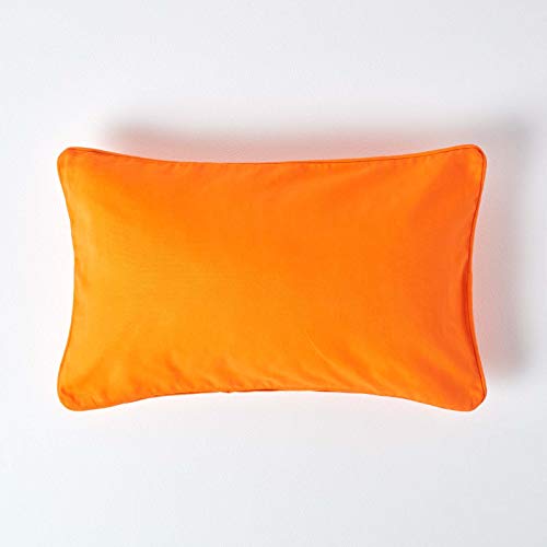 Homescapes orange Kissenhülle 30 x 50 cm, Deko-Kissenbezug mit Reißverschluss aus 100% Baumwolle, unifarbener Zierkissenbezug für Dekokissen und Sofakissen von Homescapes
