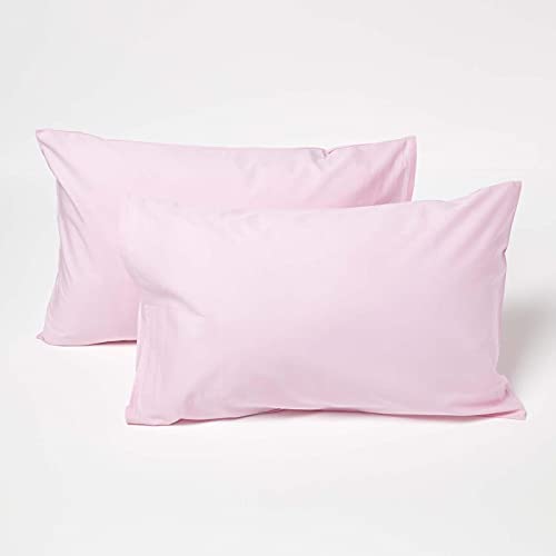 Homescapes rosa Kissenbezug 40 x 60 cm im 2er Pack aus 100% Baumwolle mit Fadendichte 200, Kinder-Kissenbezug aus hochwertiger ägyptischer Baumwolle, allergikerfreundliche Perkal-Bettwäsche von Homescapes