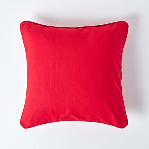 Homescapes rote Kissenhülle 30 x 30 cm, Deko-Kissenbezug mit Reißverschluss aus 100% Baumwolle, unifarbener Zierkissenbezug für Dekokissen und Sofakissen von Homescapes