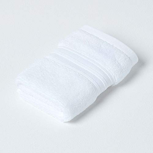 Homescapes weißes Gesichtshandtuch aus 100% Supima-Baumwolle mit 550 g/qm, hochwertiges Zero-Twist-Handtuch, Seiftuch 30 x 30 cm von Homescapes