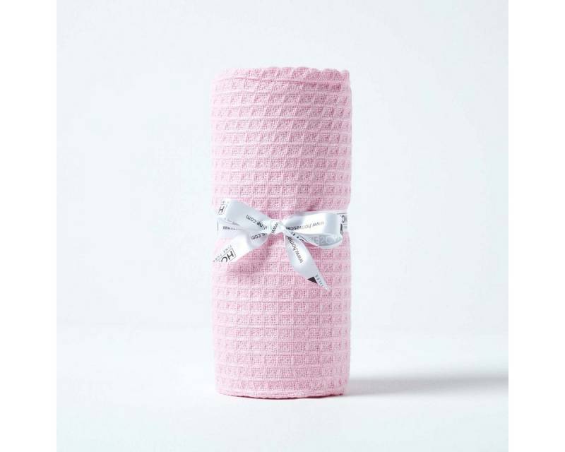 Plaid 100% Bio-Baumwolle Waffel Babydecke rosa, 90 x 110 cm, Homescapes von Homescapes