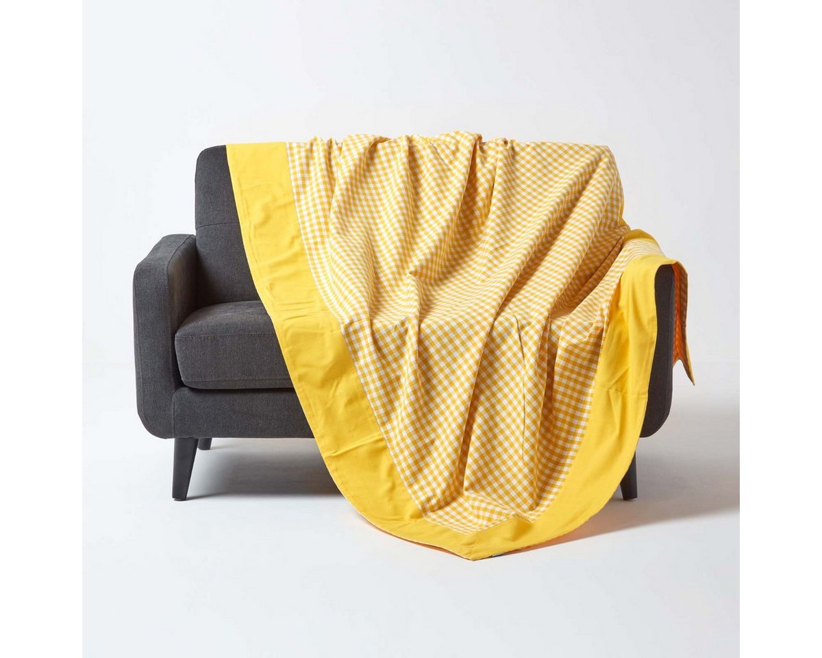 Plaid Gingham-Tagesdecke, gelb, 150 x 200 cm, Homescapes Plaid Gingham-Tagesdecke, gelb, 150 x 200 cm, Homescapes von Homescapes