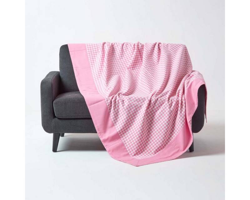 Plaid Gingham-Tagesdecke, rosa, 150 x 200 cm, Homescapes von Homescapes