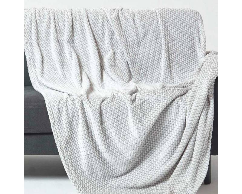 Plaid Samt-Jacquard-Decke Mora – Tagesdecke grau, 130 x 160 cm, Homescapes von Homescapes