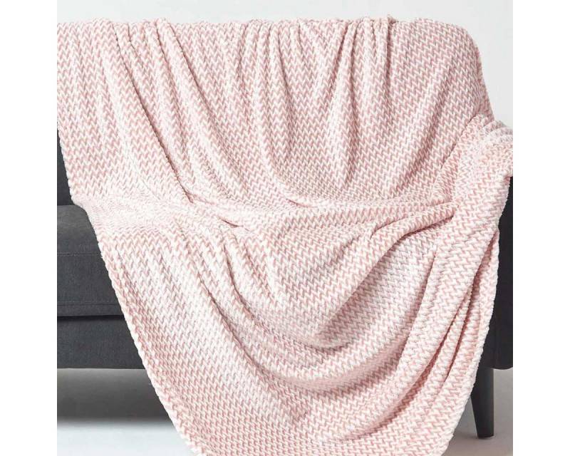Plaid Samt-Jacquard-Decke Mora – Tagesdecke rosa, 130 x 160 cm, Homescapes von Homescapes