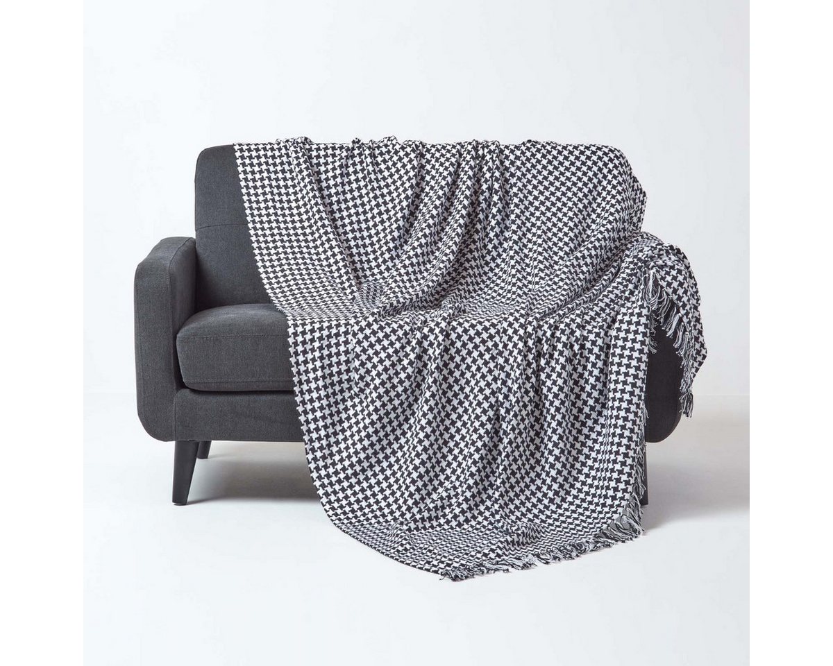 Plaid Sofaüberwurf mit Hahnentrittmuster, schwarz/weiß, 150 x 200 cm, Homescapes Plaid Sofaüberwurf mit Hahnentrittmuster, schwarz/weiß, 150 x 200 cm, Homescapes von Homescapes
