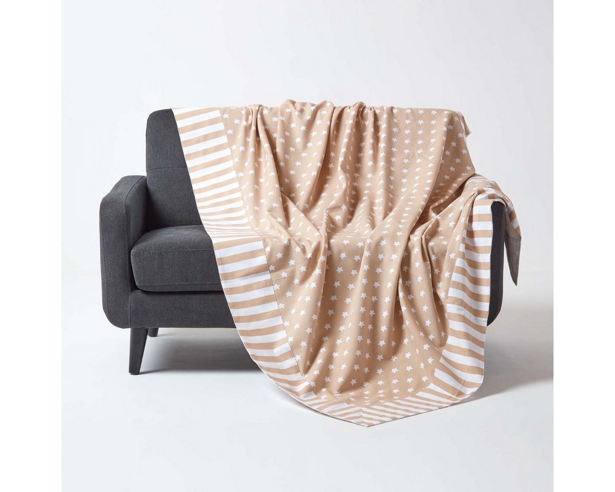 Plaid Sternchenmuster-Überwurf, 100% Baumwolle, beige, 150 x 200 cm, Homescapes Plaid Sternchenmuster-Überwurf, 100% Baumwolle, beige, 150 x 200 cm, Homescapes von Homescapes