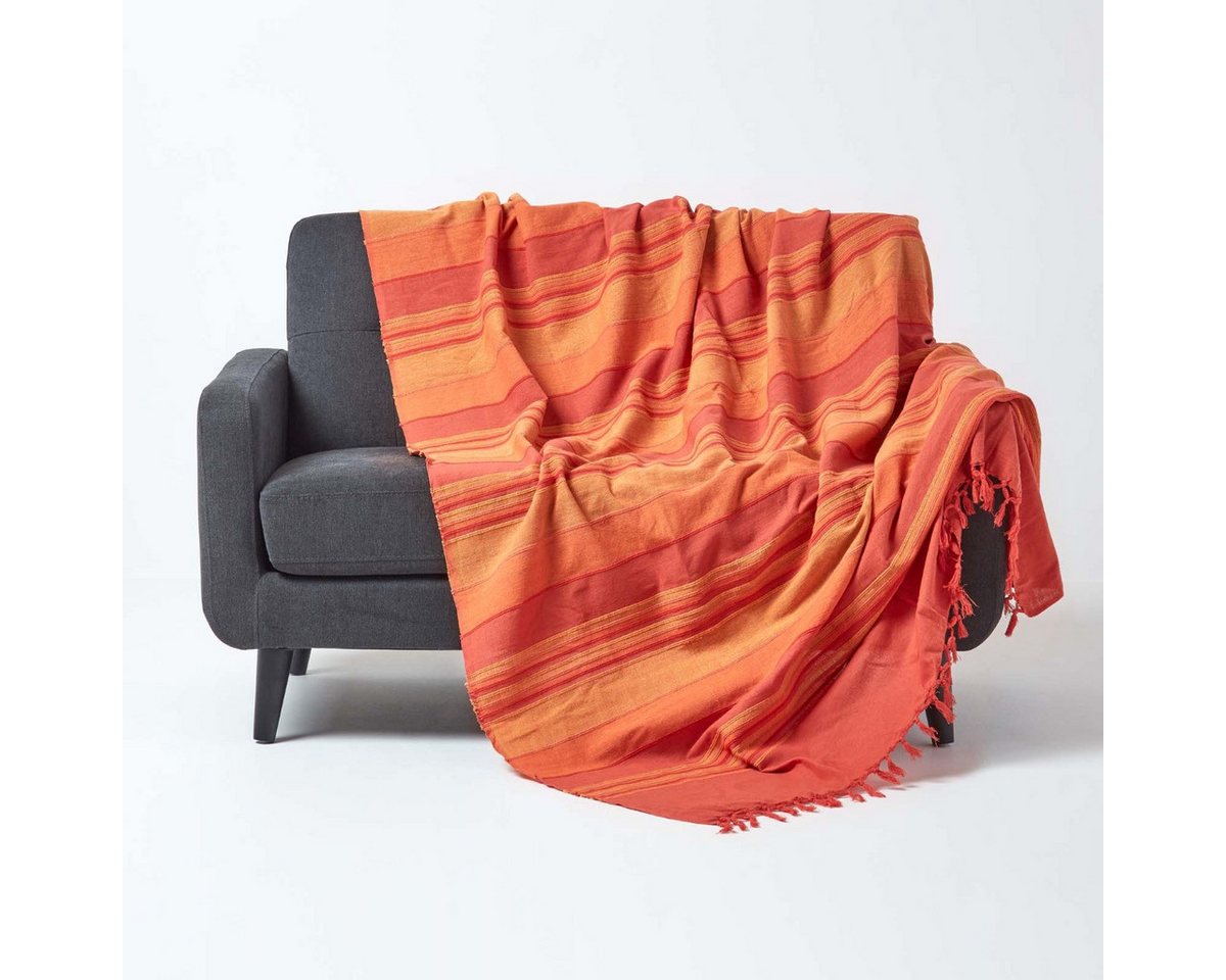 Plaid Tagesdecke Morocco, terracotta gestreift, 225 x 255 cm, Homescapes Plaid Tagesdecke Morocco, terracotta gestreift, 225 x 255 cm, Homescapes von Homescapes