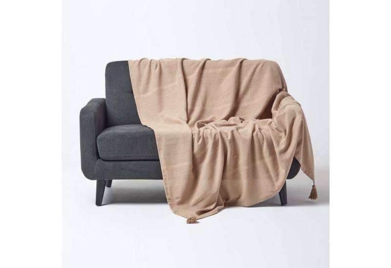 Plaid Tagesdecke Rajput, 100% Baumwolle, beige, 150 x 200 cm, Homescapes von Homescapes