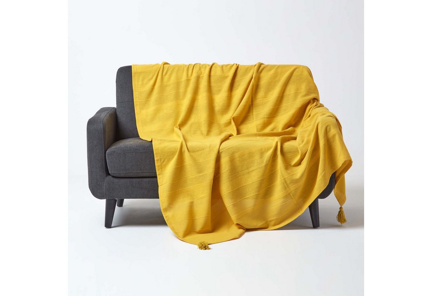 Plaid Tagesdecke Rajput, 100% Baumwolle, gelb, 150 x 200 cm, Homescapes Plaid Tagesdecke Rajput, 100% Baumwolle, gelb, 150 x 200 cm, Homescapes von Homescapes