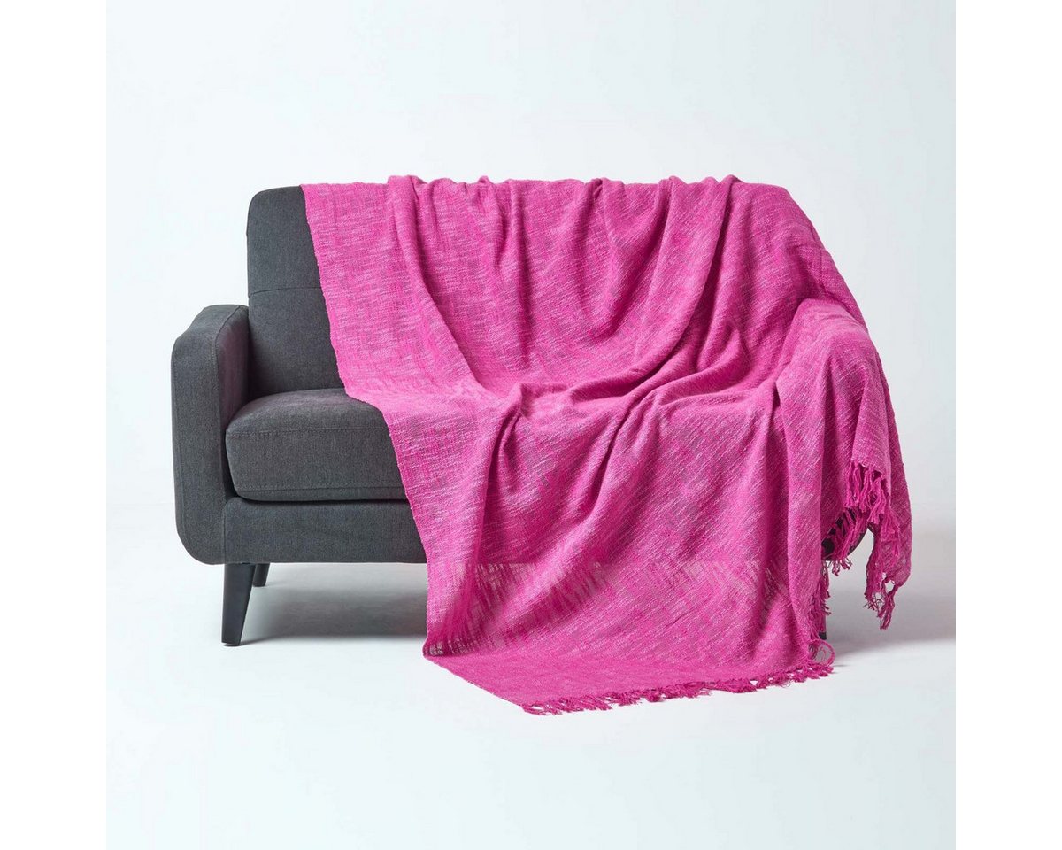 Plaid Überwurf Nirvana, 100% Baumwolle, pink, 150 x 200 cm, Homescapes von Homescapes