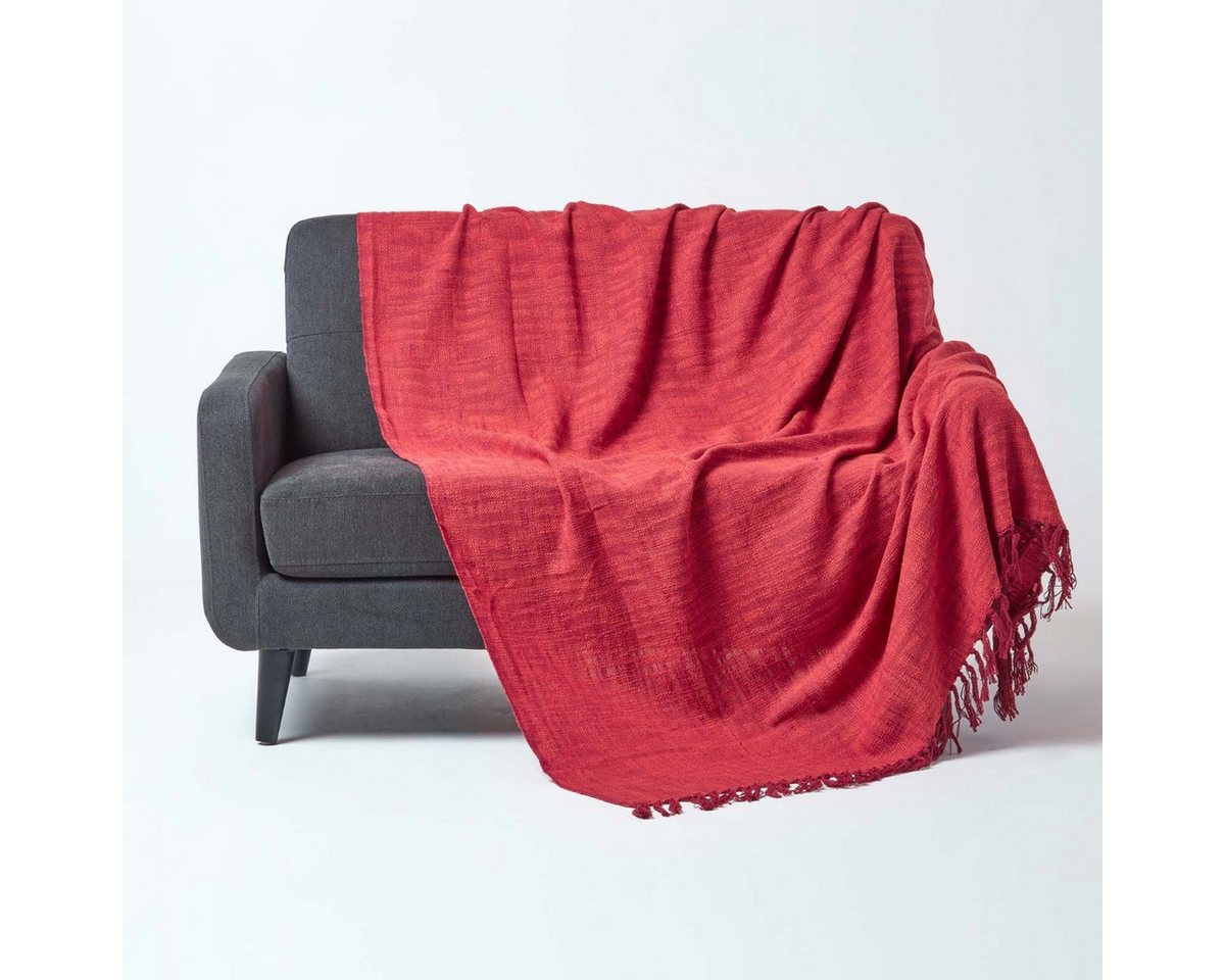 Plaid Überwurf Nirvana, 100% Baumwolle, rot, 225 x 255 cm, Homescapes Plaid Überwurf Nirvana, 100% Baumwolle, rot, 225 x 255 cm, Homescapes von Homescapes
