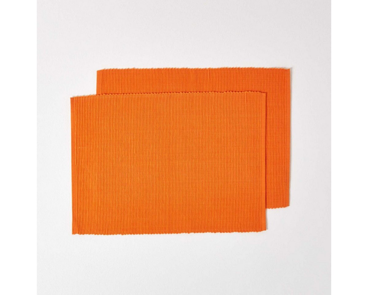 Platzset, Tischset aus Baumwolle, Platzdeckchen 2er Set, orange, Homescapes von Homescapes