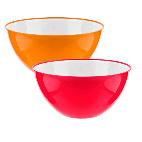 Homeshopa Salatschüsseln / Pasta-Geschirr / große Rührschüsseln / Servieren von Snacks / Lebensmitteln / Obst | 25 cm | 3500 ml | Orange & Pink von Homeshopa.com