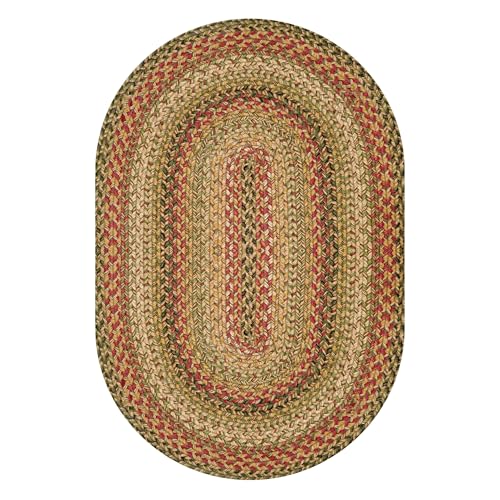 Homespice Kingston Jute-Teppich, geflochten, oval, 50.8x76.2 cm, hellbraun-beige-rot, natürlicher Jute-Teppich, für den Eingangsbereich, Küchenteppich, Schlafzimmer, rustikal, Landhaus-Dekoration von Homespice