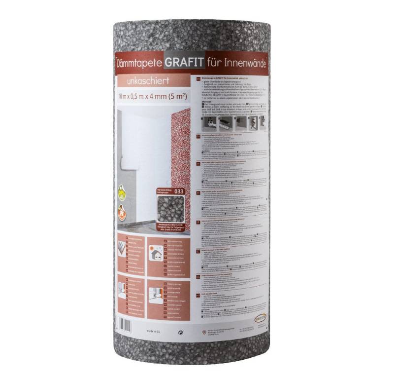 Homestar Dämmunterlage Dämmtapete Grafit unkaschiert, Reduzierung des Wärmeverlustes durch die Wand um bis zu 20 % von Homestar