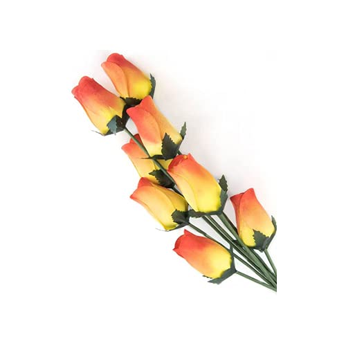 Homestreet Holzrosen in vielen Farben – 8 einzelne Rosenknospen-Stiele in einem Strauß gebunden – hochwertige kleine Blumendekoration (gelb/rote Spitze) von Homestreet