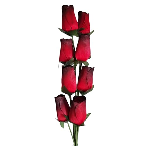 Homestreet Holzrosen in vielen Farben – 8 einzelne Rosenknospen-Stiele in einem Strauß gebunden – hochwertige kleine Blumendekoration (rot/schwarze Spitze) von Homestreet