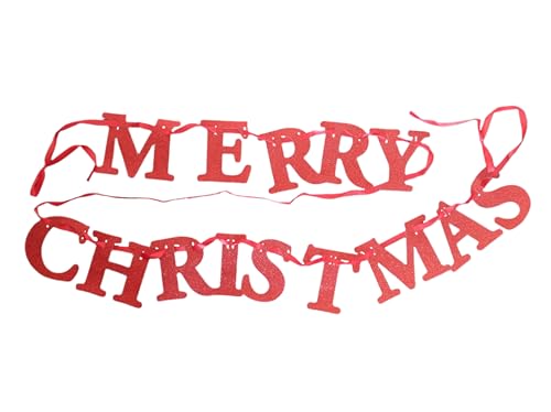 Homestreet Weihnachtsgirlande mit Aufschrift "Merry Christmas", rot, glitzernd, verstellbare Länge, Gold, Silber oder Rot von Homestreet