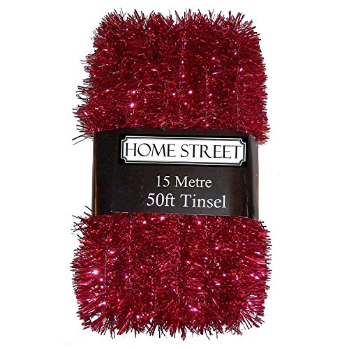 Homestreet® Lametta-Girlande, extra lange Weihnachtsdekoration, 15 m, Rot von Homestreet