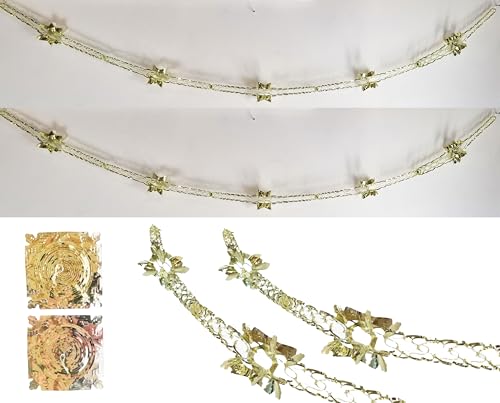 Weihnachtsdekoration aus Metallic-Goldfolie, 7 Optionen: Glocken 34 cm, Sterne 40 cm, Kugeln 30 cm, Girlanden 12–30 cm, Längen bis zu 330 cm, Weihnachtsdeko (kleine Girlanden) von Homestreet