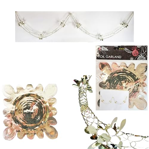 Weihnachtsdekoration aus Metallic-Goldfolie, 7 Optionen: Glocken 34 cm, Sterne 40 cm, Kugeln 30 cm, Girlanden 12–30 cm, Längen bis zu 330 cm, Weihnachtsdeko (mittelgroße Girlande) von Homestreet