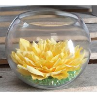 15cm Klare Fischbowl Bubble Vase Mit Gelbem Gerbera Blumenkopf Und Diamant Streu Acryl Kristalle Tischdekoration Oder Blumengesteck von HomestreetBoutique