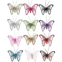 6 Stück Nylon Glitter Schmetterling Dekoration Mit Metallclip Auf Der Rückseite. 9cm Glitzernde Schmetterlinge Leuchtende Farben & Neutrale von HomestreetBoutique