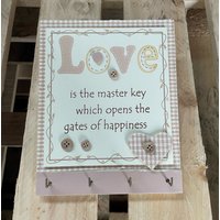 "Vintage Style Love Theme Wand Montierbarer Schlüsselhalter "Liebe Ist Der Hauptschlüssel, Die Tore Des Glücks Öffnet" Wandhaken Im Shabby Chic "Vintage Style Love Theme Wand Montierbarer Schlüsselhalter "Liebe Ist Der Hauptschlüssel, Die Tore Des Glücks Öffnet" Wandhaken Im Shabby Chic von HomestreetBoutique