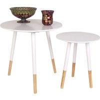 Beistelltische 2er-Set Holztisch Couchtisch Dekotisch Wohnzimmer-Tisch Holz - Weiß von Homestyle