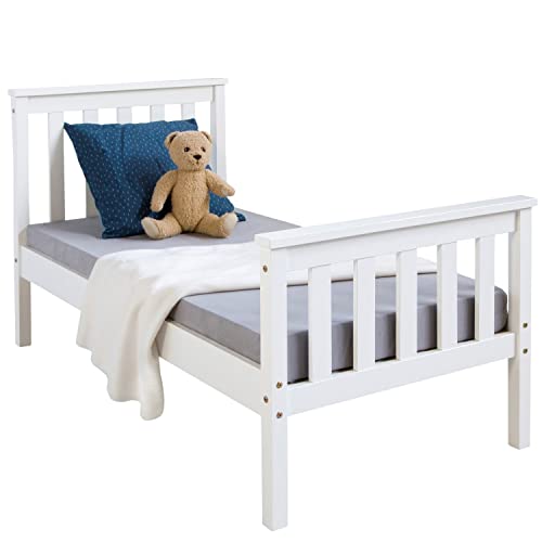 Homestyle4u 1417, Kinderbett 70x140 cm Weiß mit Lattenrost Kinderzimmer Juniorbett 140x70 Einzelbett Holz von Homestyle4u