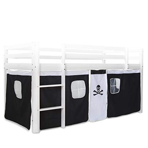 Homestyle4u 1516, Bettumrandung Bettvorhang für Hochbett, Vorhang Stoff Baumwolle, Schwarz von Homestyle4u