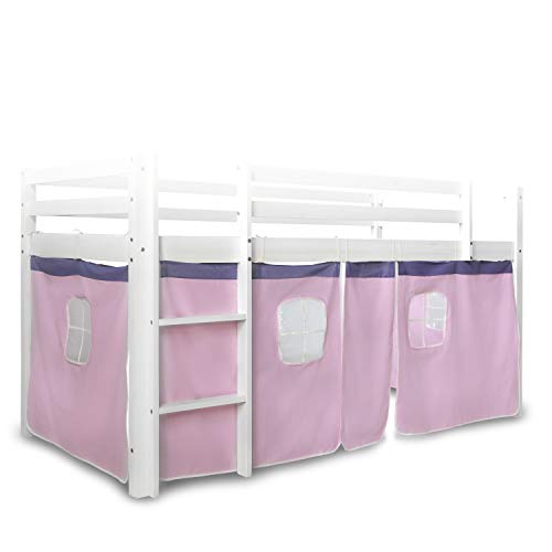 Homestyle4u 1517, Bettumrandung Bettvorhang für Hochbett, Vorhang Stoff Baumwolle, Rosa von Homestyle4u