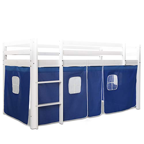 Homestyle4u 1518, Bettumrandung Bettvorhang für Hochbett, Vorhang Stoff Baumwolle, Blau von Homestyle4u