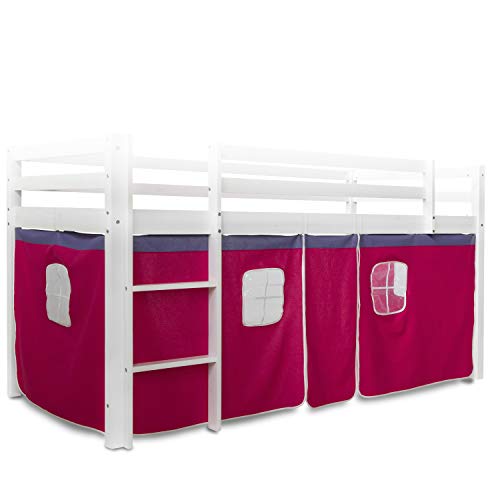 Homestyle4u 1519, Bettumrandung Bettvorhang für Hochbett, Vorhang Stoff Baumwolle, Pink von Homestyle4u