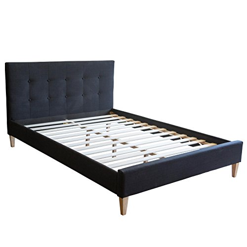 Homestyle4u 1728, Polsterbett 140 x 200 Schwarz Doppelbett Bettgestell mit Lattenrost von Homestyle4u