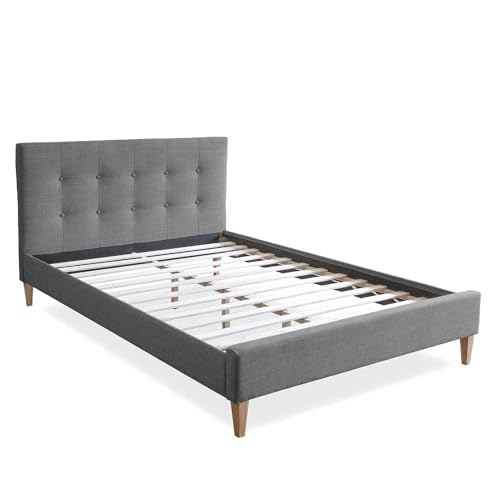 Homestyle4u 1733, Polsterbett 160x200 mit Lattenrost Grau Doppelbett Bett Bettgestell mit Kopfteil Schlafzimmer von Homestyle4u